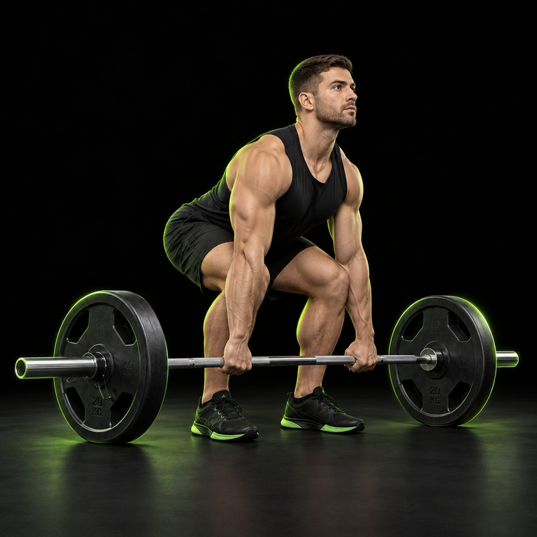 Athlete preparing for a deadlift with ZORFI movement analysis